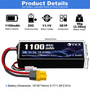 Penjualan terlaris baterai Lipo 1100mah 3S 5S 25C baterai polimer litium tegangan tinggi untuk 10 13 15 inci Drone UAV FPV - Product Image 2
