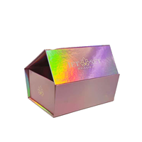 Boîte cadeau en papier personnalisé avec logo personnalisé pour vêtement, holographie de luxe, stratification brillante UV, fermeture magnétique pliable, recyclable