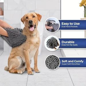Kalınlaştırılmış Şönil Büyük Boy Köpek Havluları Hızlı Kuruyan Dikdörtgen Banyo Temizlik Havluları Ekstra Yumuşak Peluş Modern - Product Image 3