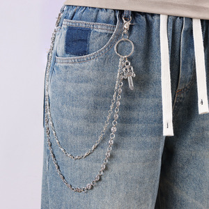 Chaîne de taille à double couche avec pendentif épée en alliage de zinc, unisexe, style hip-hop, pour usage quotidien - Product Image 1