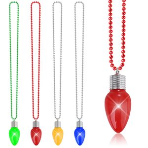 Brilho Natal Luz Colar com Bulbo Pendent Vermelho Verde 3D Xmas Colar Acessórios para Camisola Feia Ano Novo Família Festa - Product Image 1