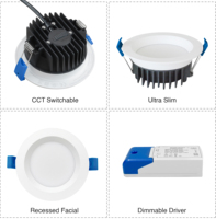 Downlight LED Australien 10w 3CCT IP54 Triac Dimmable CE SAA Spot encastré Réglable Lumière Moderne pour la Maison Hôtel Chrome