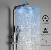 Ensemble de douche pluie mural 38 degrés avec pulvérisateur de bidet à économie d'eau haute pression, affichage LED et contrôle thermostatique de luxe