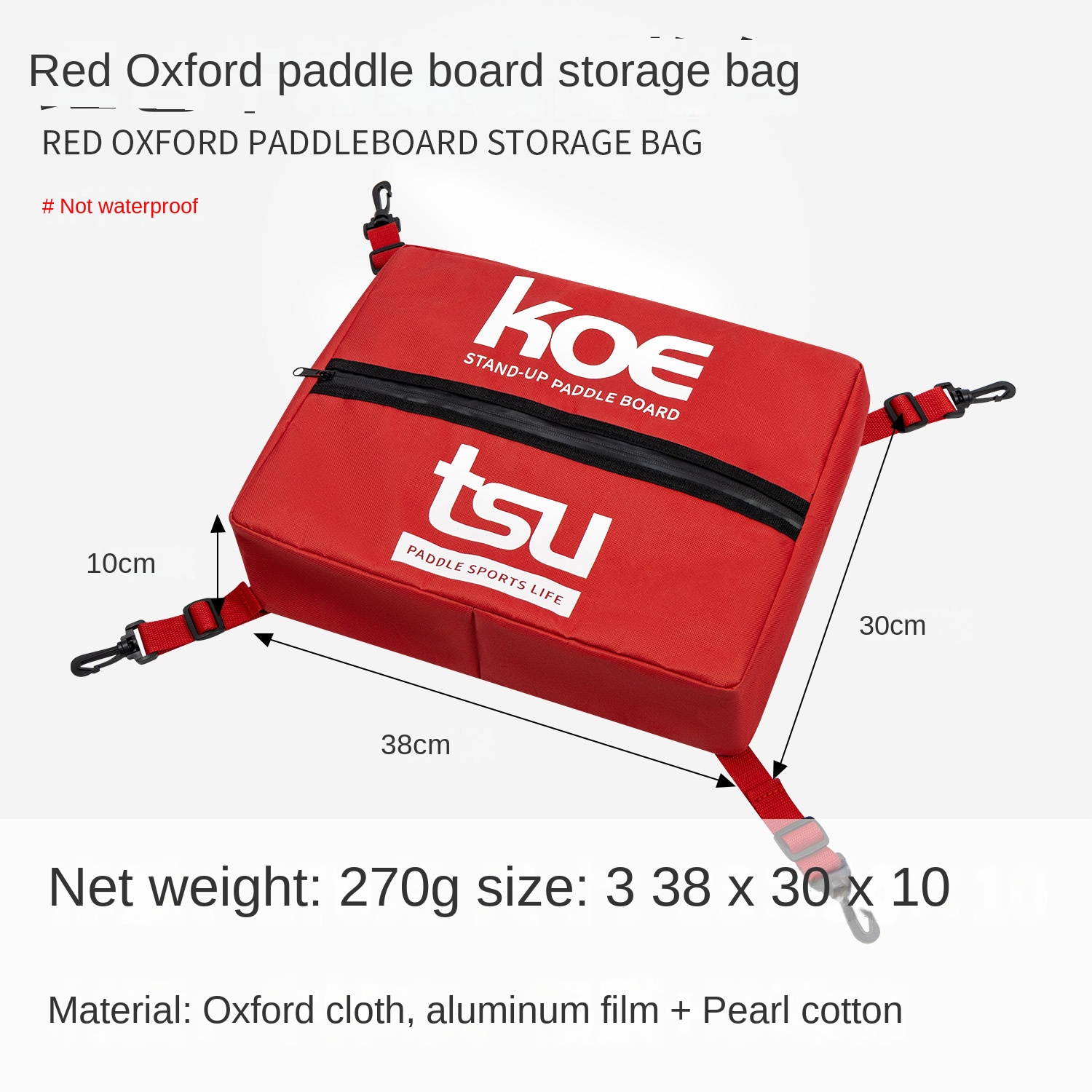 Sac de rangement pour planche à pagaie Oxford rouge