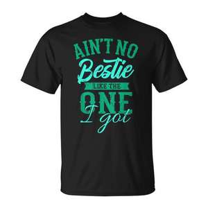 Camiseta con estampado de color negro y verde azulado, regalo de amistad para el mejor amigo/a, con la frase: No hay mejor amigo/a que el que tengo. - Product Image 1