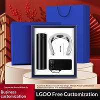 Set Hadiah Bisnis Mewah 3-in-1: Flask Vakum Stainless Steel, Pijat Leher, Power Bank, Penyangga Ponsel, Opsi Logo Custom