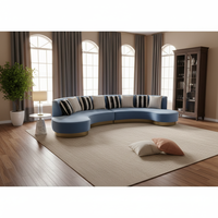 Juego de sofá moderno curvo de media luna en forma de U para sala de estar, muebles redondos, sofá de tela redondo en forma de C, pie dorado de acero inoxidable