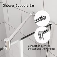 Barre de support moderne et professionnelle pour porte de douche, bras télescopique de 14,2 pouces, pour panneau de douche sans cadre en verre épais de 5/16'' à 1/2'', poli