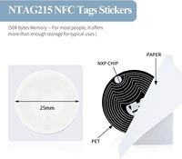 Mini-étiquettes NFC RFID ISO14443A 13,56 MHz, autocollants étanches anti-métal, puces compatibles avec les appareils Tagmo NFC, 25 mm Ntag213