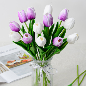 Flores de Tulipán Artificiales Lai Xing en Degradado Rojo Rosa de PU, Decoración para el Hogar, Regalo para el Día de la Madre, Adorno Ecológico - Product Image 3