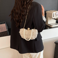 2025 nouvelle perle chaîne Clip coquille sac Style chinois littéraire dames sac à bandoulière dentelle fleur Polyester mode sac à bandoulière