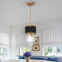 Décoration intérieure de restaurant, lampe suspendue noire en cristal à intensité variable LED avec base E27 pour îlot de cuisine