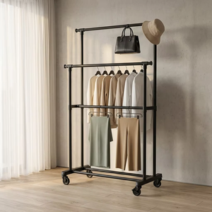 Un porte-manteau à trois niveaux est installé. Rail à vêtements en acier au carbone. Tube de 2,8 <span class=keywords><strong>cm</strong></span> d'épaisseur. Convient pour la chambre à coucher et le balcon. - Product Image 5