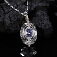 S925 plata esterlina sentido avanzado colgante femenino moda Natural tanzanita BLANCO CRISTAL Color tesoro collar