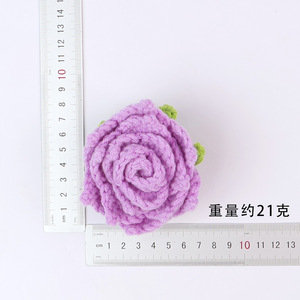 Pétales de rose, bouquet de roses artificielles tricotées à la main, vente en gros transfrontalière, fleur en fil tricoté DIY, produit fini au crochet - Product Image 4