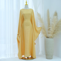 Robe Kaftan Abaya Islamique Fille Taille Unique en Tissu Brillant à Paillettes Manches Chauve-Souris Amples, Style Dubaï EAU