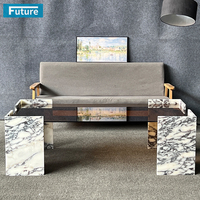 Luxus Royal Style moderne Acryl platte Couch tisch Tee tisch mit Calacatta Viola Marmor Bein für Wohnzimmer Villa Hotel Dekor