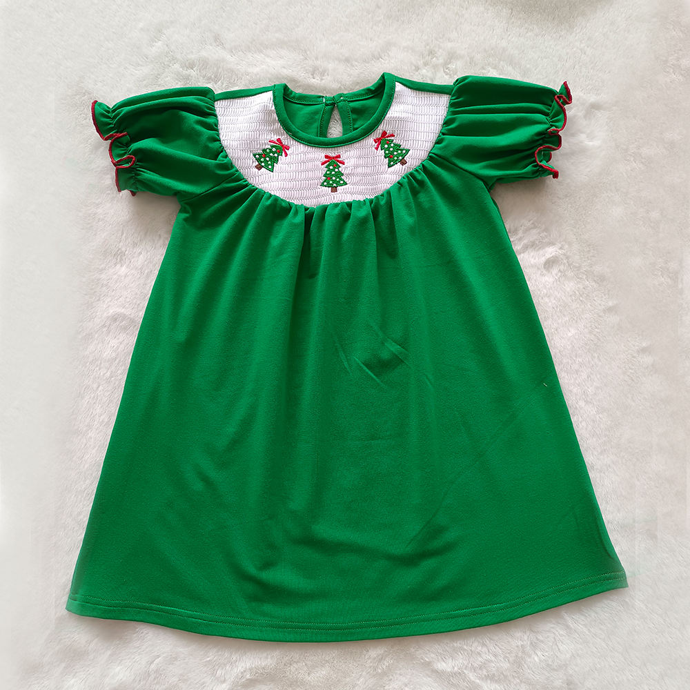Pre Order SD0432 Christmas Smocked Girl Dress Baby Infant Toddler
