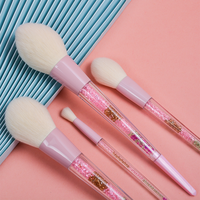 Ensemble de 8 pinceaux de maquillage à poils synthétiques avec manche en plastique rose brillant, pour le correcteur et l'application sur le visage, marque privée
