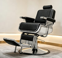 Chaise de barbier professionnelle populaire, élégante, à surface rayée, robuste, avec système hydraulique durable