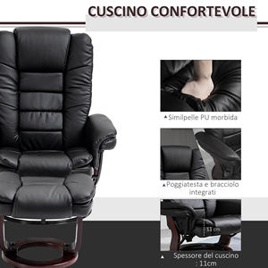 HOMCOM-Ensemble fauteuil de relaxation et repose-pieds, pivotant et inclinable à 360 °, similicuir PU - Product Image 6