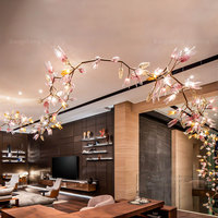 Luminaire d'art de luxe personnalisable pour hôtels restaurants lustre créatif de branche de fleur de lobby de forme ovale pour le département des ventes