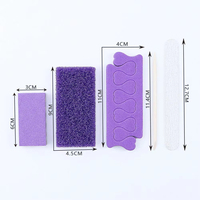 Kit de Pédicure 5 Pièces Violet avec Pierre Ponce, Lime à Ongles en Bois et Séparateurs d'Orteils – Ensemble de Manucure Jetable pour Salon, Spa, Vente en Gros Personnalisée
