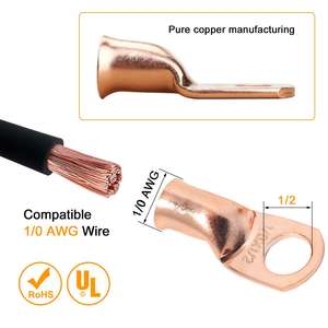 Borne annulaire en cuivre pour ingénierie chimique 1/0 x 1/2 évasée pour connexion de câble - Product Image 2