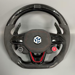 Volante Deportivo LED de Fibra de Carbono Compatible con Volkswagen Golf8 MK8 Passat <span class=keywords><strong>Touareg</strong></span> Tiguan Polo GTD MK7 MK6 <span class=keywords><strong>R</strong></span>-<span class=keywords><strong>Line</strong></span> CC Jetta - Product Image 3