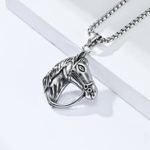 Collar Retro de Acero Inoxidable con Cabeza de Caballo, Colgante de Carreras de Caballos para Hombre, Joyería con Colgante de Animal, Collar con Colgante de Caballo - Product Image 6