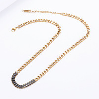 Acero 316L con Revestimiento PVD de Oro de 18K, Resistente al Agua y al Deslustre | Collar Cubano Unisex con Circonitas Cuadradas, Joyería Resistente para la Playa