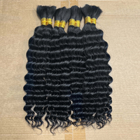Cabello Humano al por Mayor para Trenzas, 100g, Ondulado Profundo, Estilo Boho, Trenzas sin Nudos, Pre-estirado, Extensiones Sin Enredos para Mujeres Negras