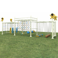 Équipement de terrain de jeu extérieur pour enfants avec barres de grimpe, échelle en corde, filet d'escalade et mur d'escalade pour écoles et parcs