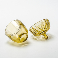 Pot à bougie en verre gaufré en forme de gland avec couvercle, récipient pour bougie parfumée ambre