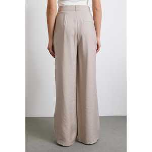 Pantalon large en modal taille haute en crêpe beige respirant pour femme - Product Image 1