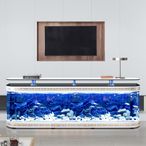 Support de télévision en verre sur pied - Forme d'angle personnalisée, filtration latérale/arrière, pour salon et bureau - Product Image 6