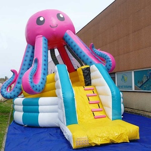 <span class=keywords><strong>Château</strong></span> <span class=keywords><strong>gonflable</strong></span> mobile rose et jaune en forme de pieuvre avec toboggan, jeu multijoueur, nouveau design, jeux gonflables dynamiques - Product Image 4