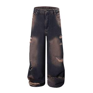 กางเกงยีนส์ทรงบูทคัทผู้ชาย Rock Rivals สไตล์สตรีทแวร์ ฮิปฮอป ลำลอง ขากว้าง ล้างสีแบบสโตนวอช ทรงหลวม ทรงตรง แฟชั่นสำหรับผู้ชาย - Product Image 5