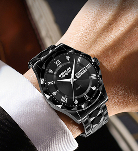 Montres pour hommes étanches et lumineuses de marque, bracelet en acier inoxydable, montre à quartz pour affaires - Product Image 5