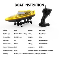 Flytec V666, Bote de Carreras RC de Alta Velocidad con Luces LED de 2.4GHz, Control Remoto de 80M, Lancha Rápida Recargable, Juguete Acuático para Piscina o Lago