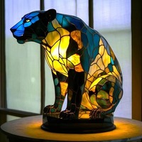 Lampe de table en résine mignonne en forme d'animal, veilleuse LED USB, figurine originale chien, loup, dragon pour chambre, bureau, décoration d'ambiance à la maison