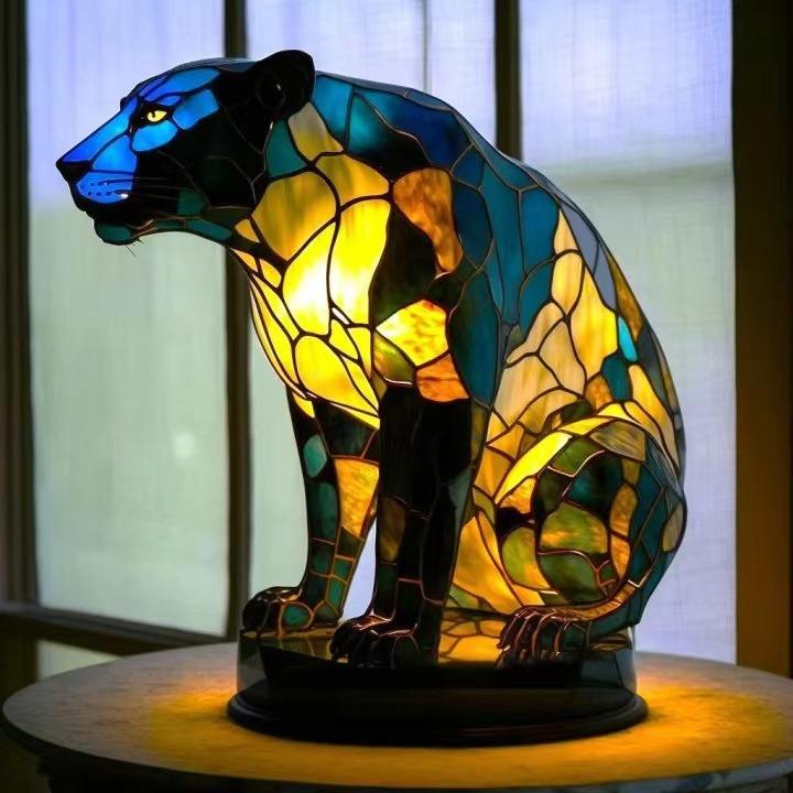 Cute Resin Animal Table Lamp USB LED Night Light Quirky Dog Wolf Dragon ...