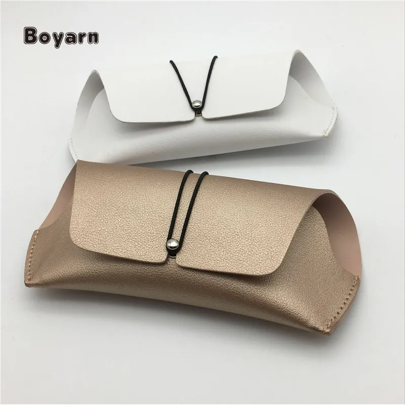 Boyarn Großhandel Leder PU Brillen etui Benutzer definierte Leder Soft Bag Mode Retro Sonnenbrillen Kordel zug Brillen etui Shades