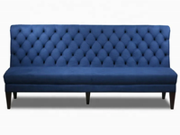 Banquette de restaurant moderne en velours bleu, siège haut, canapé banquette, banc de salle à manger commercial, mobilier de café et d'hôtel