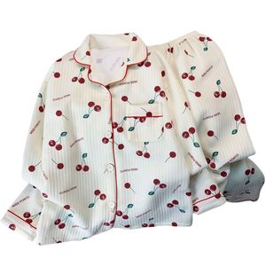 <span class=keywords><strong>Abbigliamento</strong></span> da notte in cotone da <span class=keywords><strong>donna</strong></span> di alta qualità Cardigan con risvolto stampato in ciliegio invernale Casual pigiama <span class=keywords><strong>abbigliamento</strong></span> per la <span class=keywords><strong>casa</strong></span> - Product Image 5