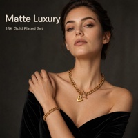 Ensemble de bijoux vintage en acier inoxydable plaqué or 18 carats avec chaîne cubaine épaisse et fermoir OT en forme de cœur creux, unisexe