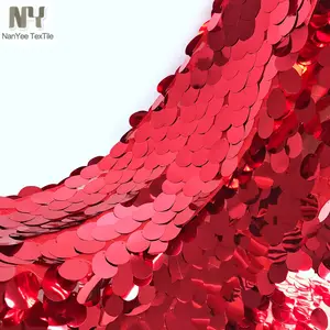 Nanyee Textiel Tear Drop Grote Rode Sequin Stof Verkoop Door Werf