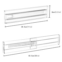 Diviseurs de tiroirs extensibles transparents réglables avec extrémités en mousse antidérapante, séparateurs de tiroirs en plastique pour la cuisine et la salle de bain