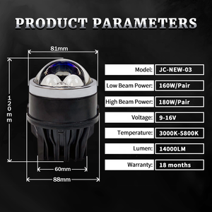 Faro Fendinebbia Super Luminoso Bi-LED da 3 Pollici, Proiettore Bi-LED, Lente Laser Bi-LED, 80W Luce Bassa, 90W Luce Alta - Product Image 4