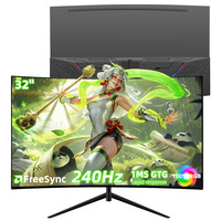 Monitor Curvo R&E de 32 Pulgadas, 1080P IPS, Sin Marco, 240Hz, Tiempo de Respuesta de 1ms, 120% SRGB, Interfaz DP para Uso Empresarial/Juegos